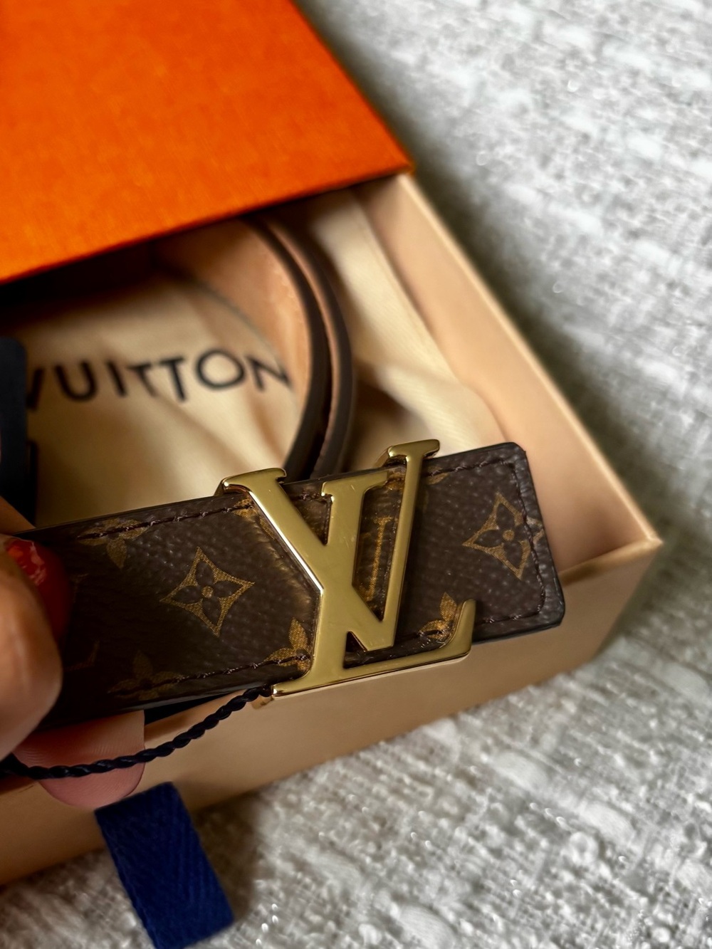 Louis Vuitton 25mm monogram Belt with Gold-Tone Buckle